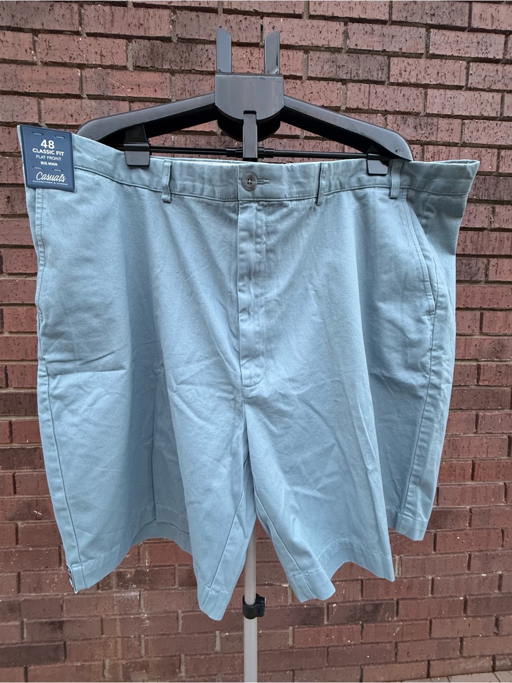 Rountree & Yorke Casuals Shorts Mens 48 Big Man Flat Front Light Blue New 9 in